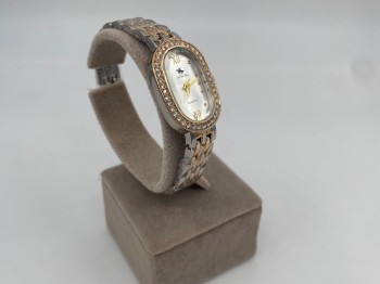 Silver & Gold Oval Crystal Kadın Kol Saati