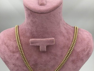 Gold Çift Sıra Zincir Taşlı Top Detaylı Kolye