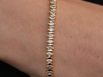 Gold Mekik Kesim Zirkon Taşlı Çelik Bileklik