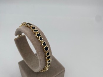 Siyah Geometrik Gold Bileklik
