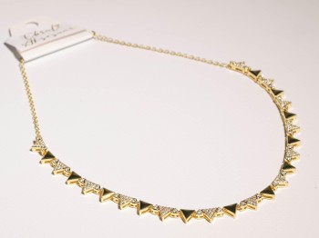 Mini Üçgen Gold Renk Taşlı Kolye