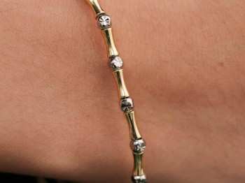 Gold ve Gümüş Dorika Detaylı İnce Çelik Bileklik