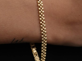 Gold Presidential Saat Kordonu Görünümlü Klasik Çelik Bileklik