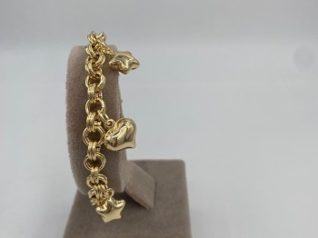 Kalp ve Yıldız Charm Gold Bileklik
