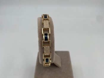 Siyah Mineli Zirkon Gold Bileklik