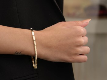 Gold Minimalist Küçük Kare Linkli Çelik Bileklik